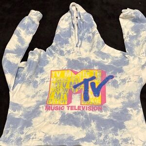 MTV Blue and White Tie-Dye Hoodie